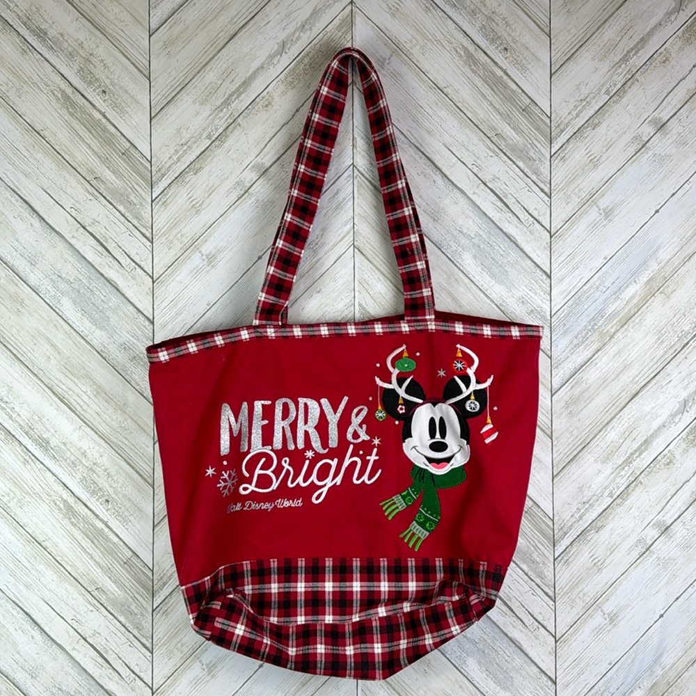 DISNEY PARKS Merry & Bright Mickey Mouse Christmas Disney tote bag holid…